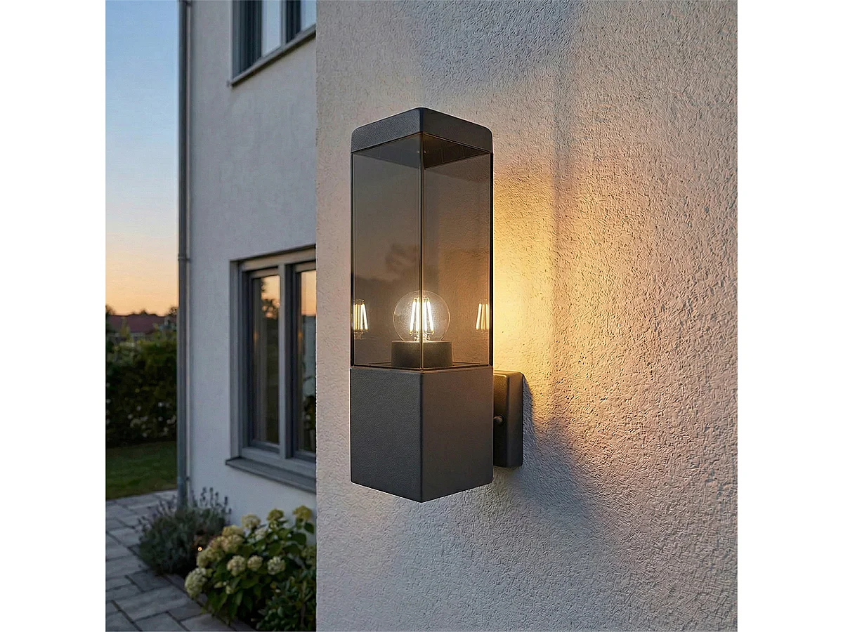 Applique murale d'extérieur moderne gris foncé avec verre fumé - Malios