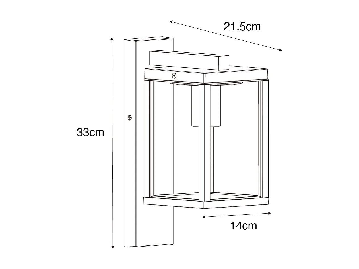 Lanterne murale d'extérieur noire avec verre nervuré IP44 - Charlois