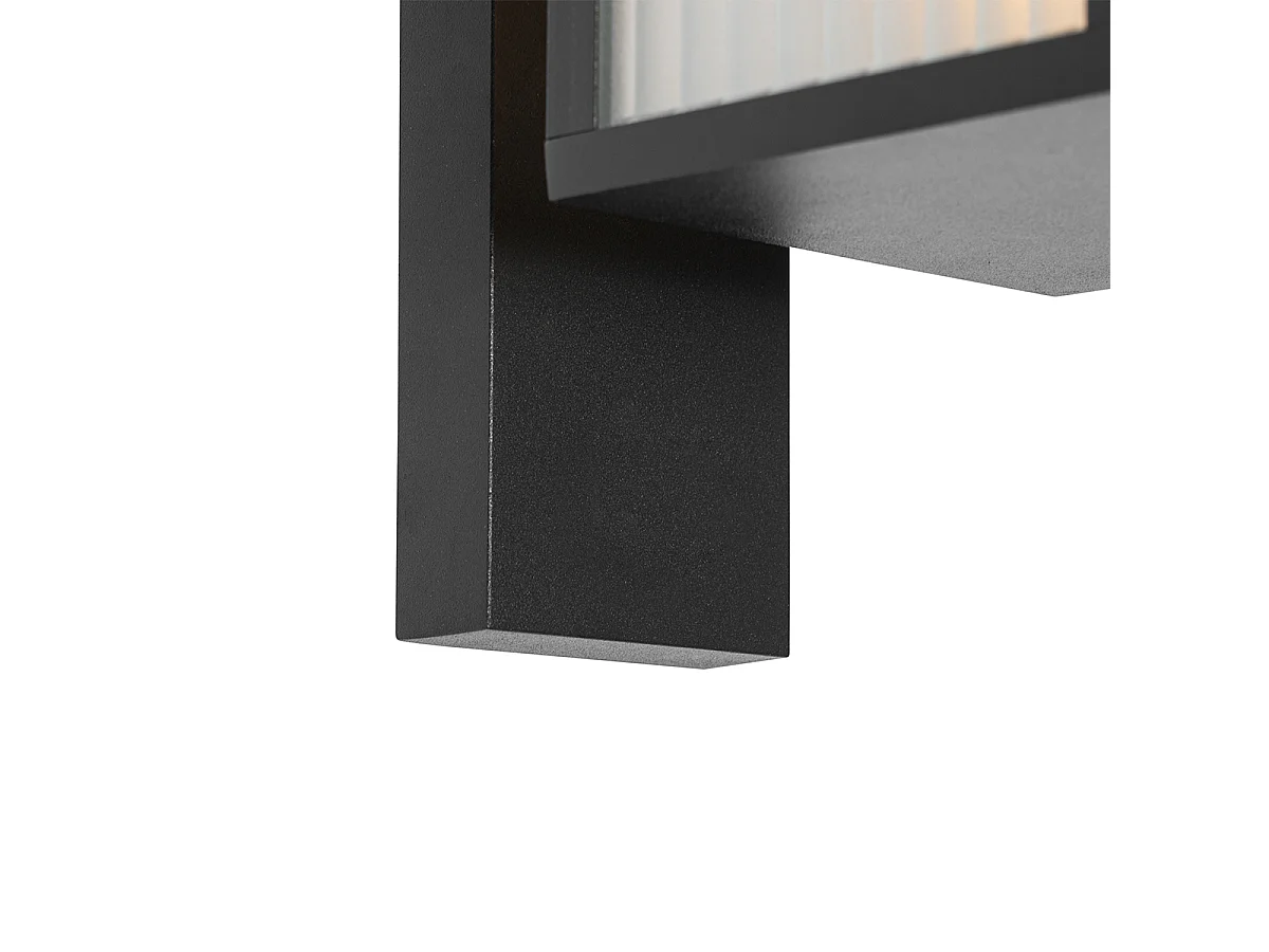 Lanterne murale d'extérieur noire avec verre nervuré IP44 - Charlois