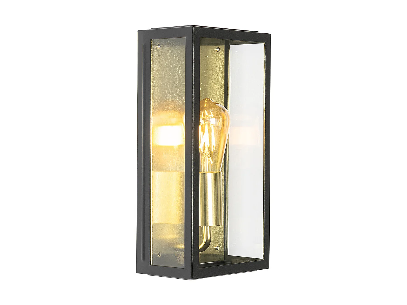 Applique murale d'extérieur industrielle noire avec or IP44 - Rotterdam