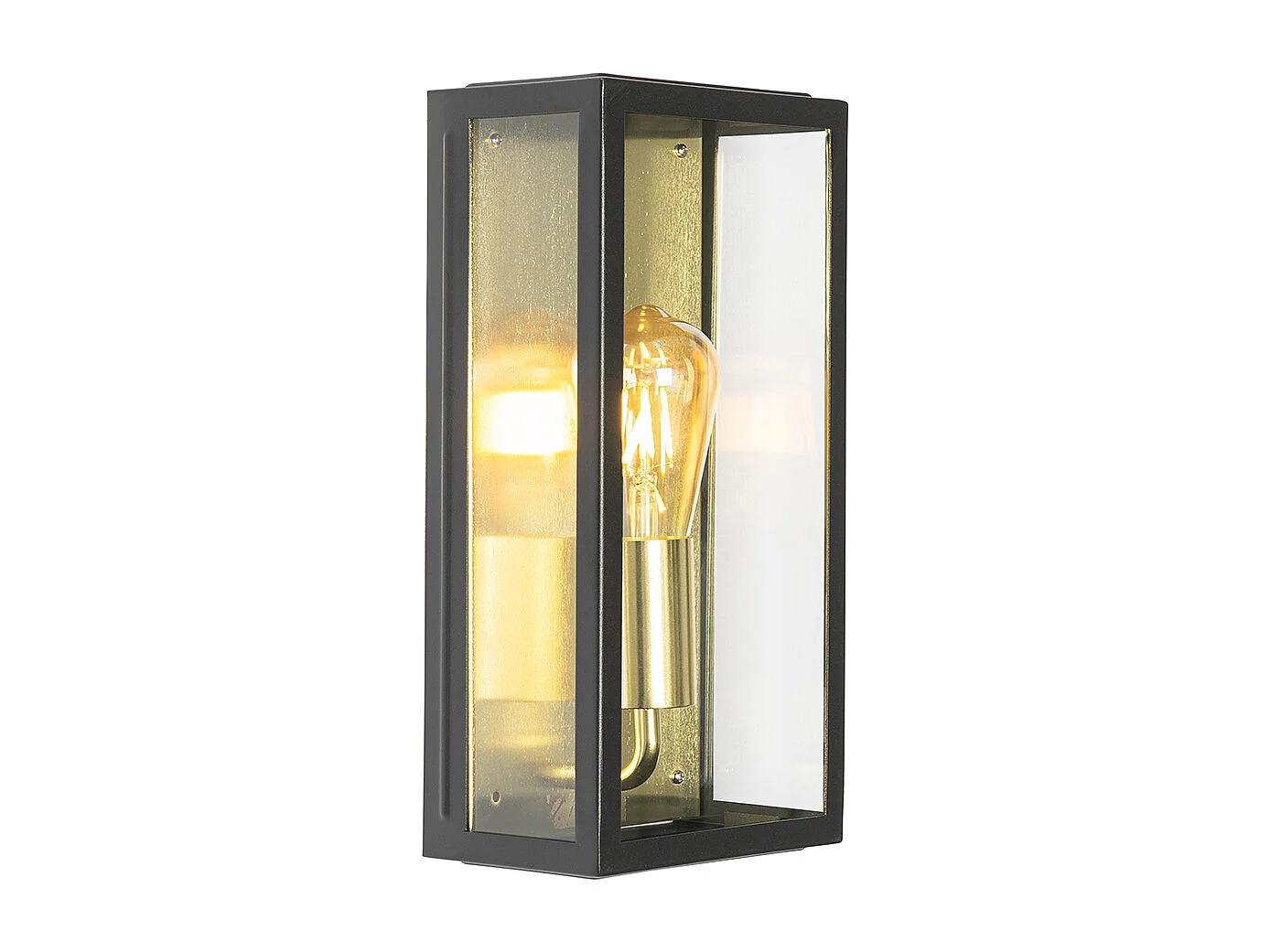 Applique murale d'extérieur industrielle noire avec or IP44 - Rotterdam