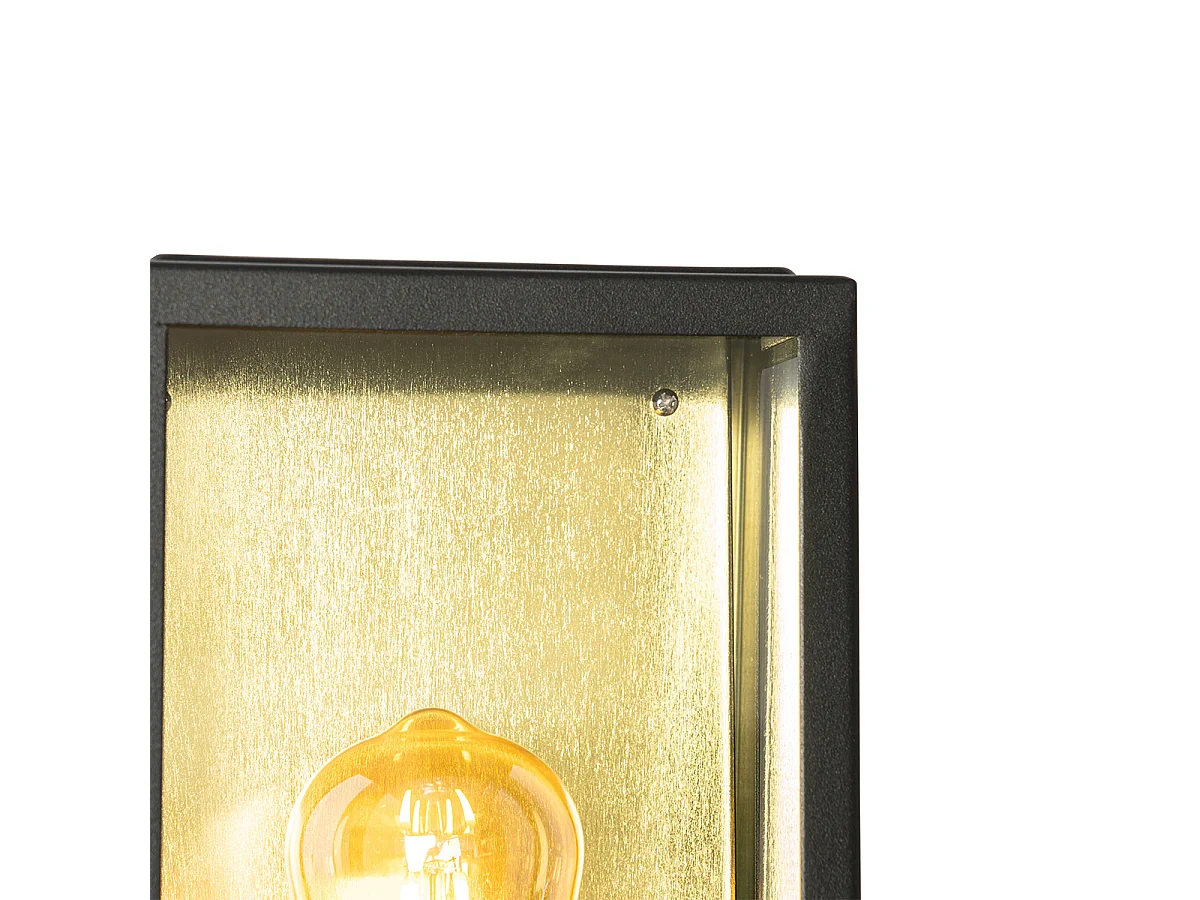 Applique murale d'extérieur industrielle noire avec or IP44 - Rotterdam