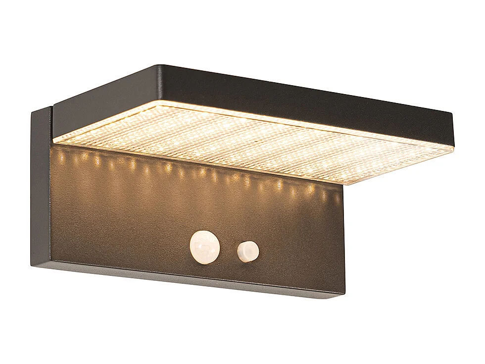 Applique murale extérieure gris foncé avec LED et lumière tamisable sur énergie solaire - Sunnie