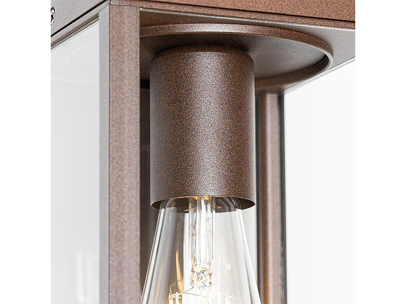 Lanterne murale d'extérieur brun rouille avec détecteur de mouvement IP44 - Charlois