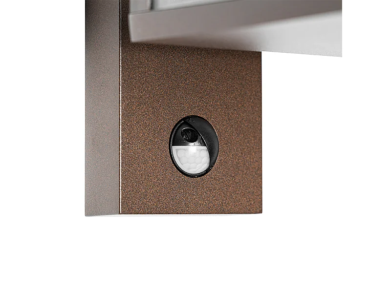 Lanterne murale d'extérieur brun rouille avec détecteur de mouvement IP44 - Charlois