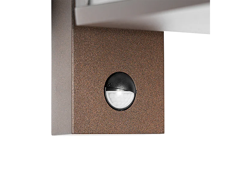 Lanterne murale d'extérieur brun rouille avec détecteur de mouvement IP44 - Charlois