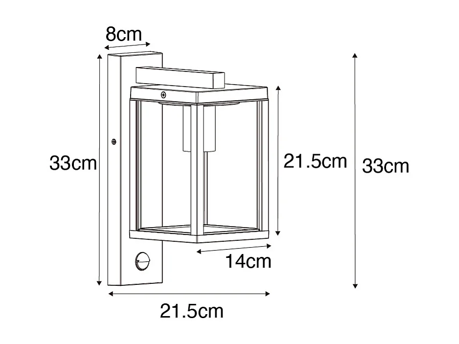 Lanterne murale d'extérieur brun rouille avec détecteur de mouvement IP44 - Charlois