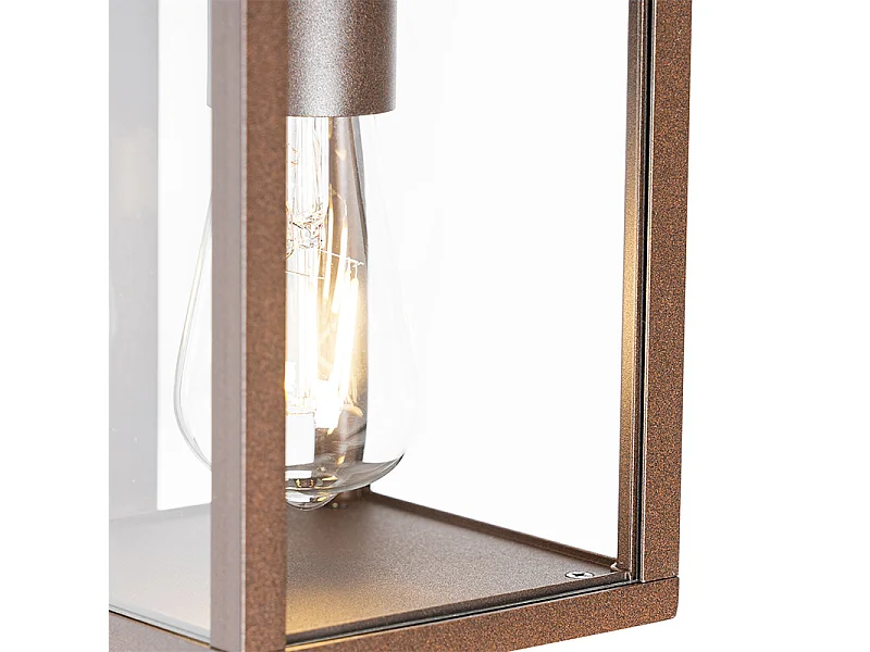 Lanterne murale d'extérieur brun rouille avec détecteur de mouvement IP44 - Charlois