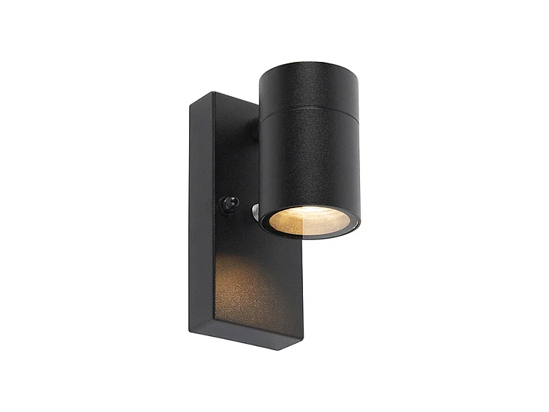 Applique murale extérieure moderne noire IP44 avec capteur crépusculaire - Solo