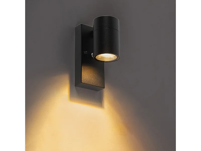 Applique murale d'extérieur moderne noire IP44 avec capteur crépusculaire - Solo