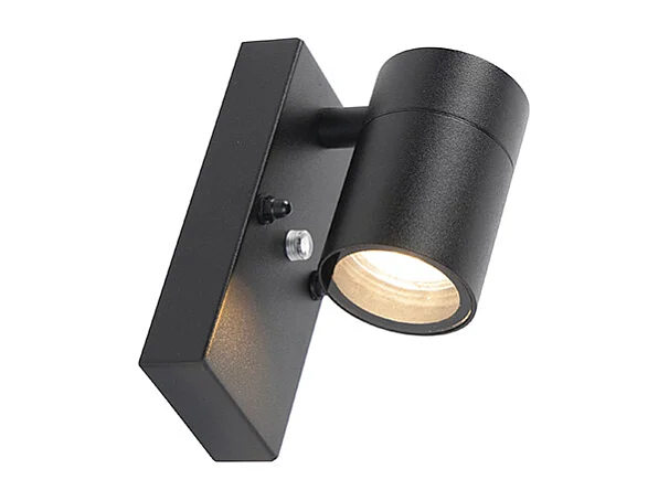 Applique murale d'extérieur moderne noire IP44 avec capteur crépusculaire - Solo