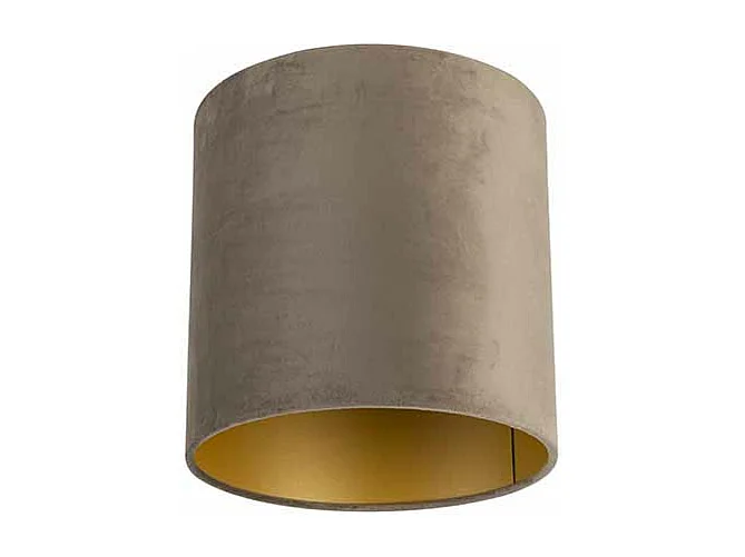 Abat-jour velours taupe 25/25/25 avec intérieur doré