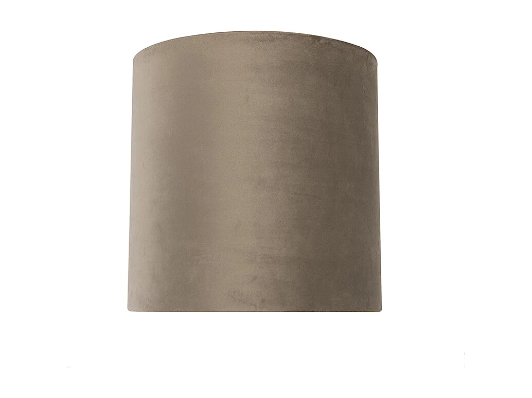 Abat-jour velours taupe 25/25/25 avec intérieur doré