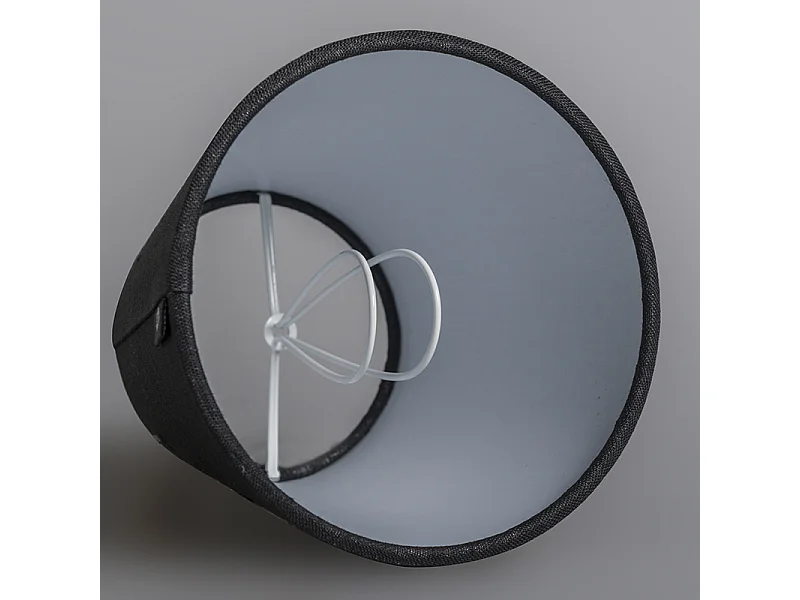 Abat-jour en lin à clipser noir 12 cm rond