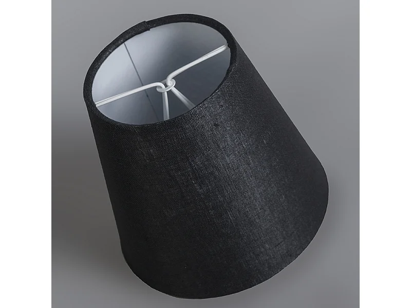 Abat-jour en lin à clipser noir 12 cm rond