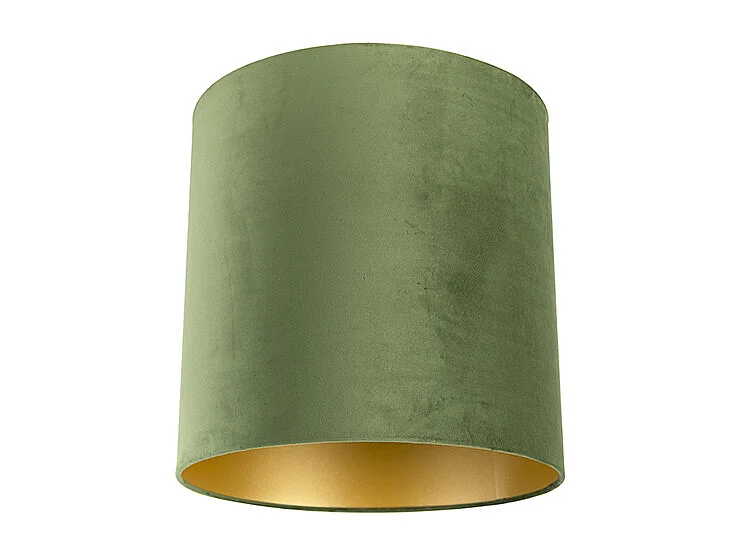 Abat-jour en velours vert 40/40/40 avec intérieur doré