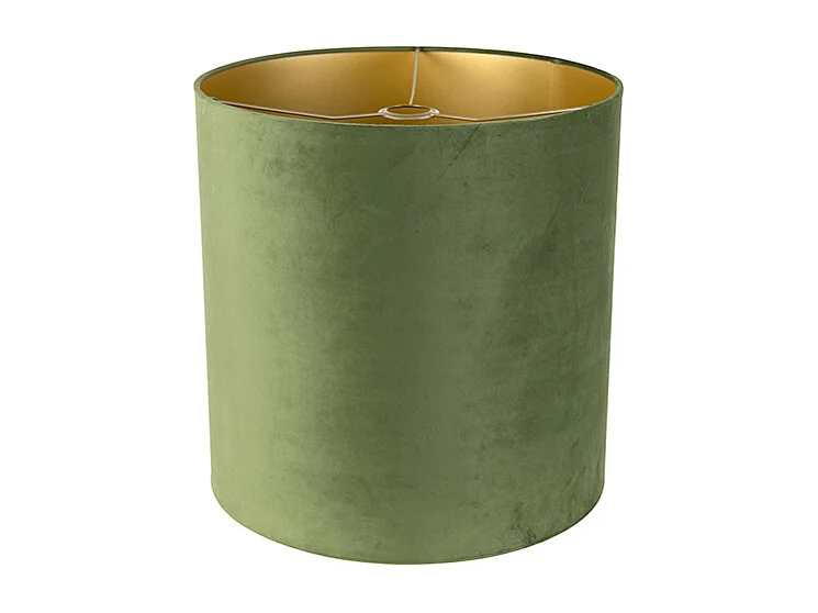 Abat-jour en velours vert 40/40/40 avec intérieur doré