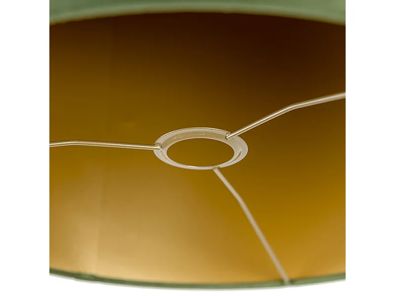 Abat-jour en velours vert 40/40/40 avec intérieur doré