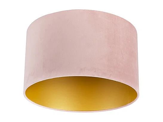 Abat-jour velours rose 35/35/20 avec intérieur doré