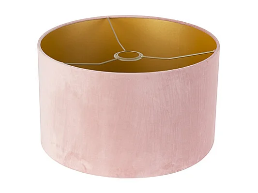 Abat-jour velours rose 35/35/20 avec intérieur doré
