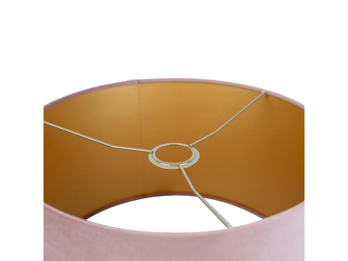 Abat-jour en velours rose 35/35/20 avec intérieur doré