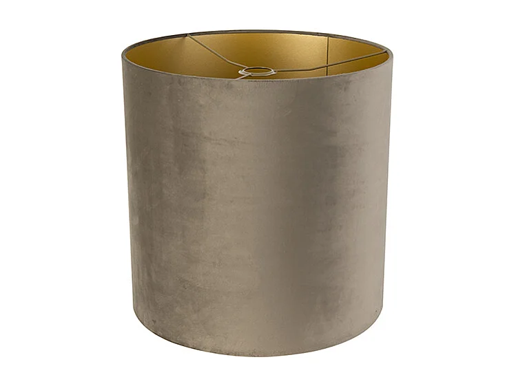 Abat-jour velours taupe 40/40/40 avec intérieur doré