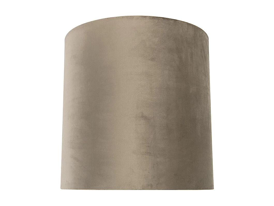 Abat-jour en velours taupe 40/40/40 avec intérieur doré