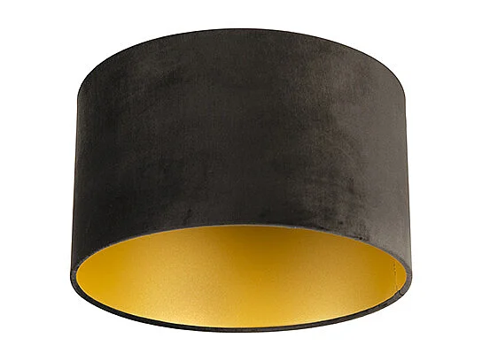 Abat-jour en velours noir 35/35/20 avec intérieur doré