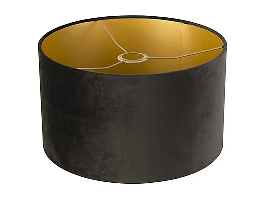 Abat-jour en velours noir 35/35/20 avec intérieur doré