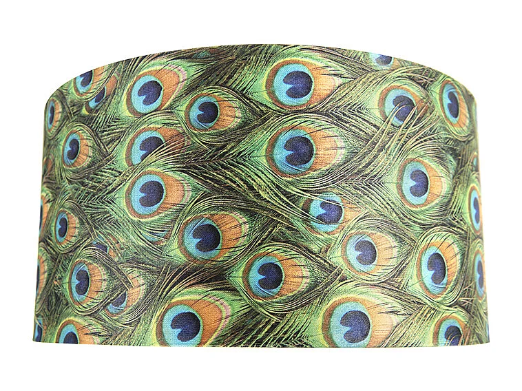 Abat-jour velours paon design 50/50/25 avec intérieur doré