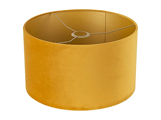 Abat-jour en velours jaune 35/35/20 avec intérieur doré