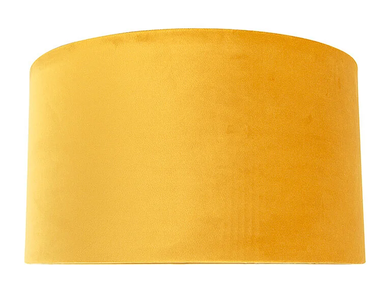 Abat-jour en velours jaune 35/35/20 avec intérieur doré