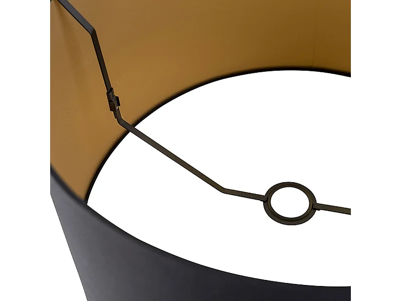 Abat-jour en coton noir 45/50/28 avec intérieur doré