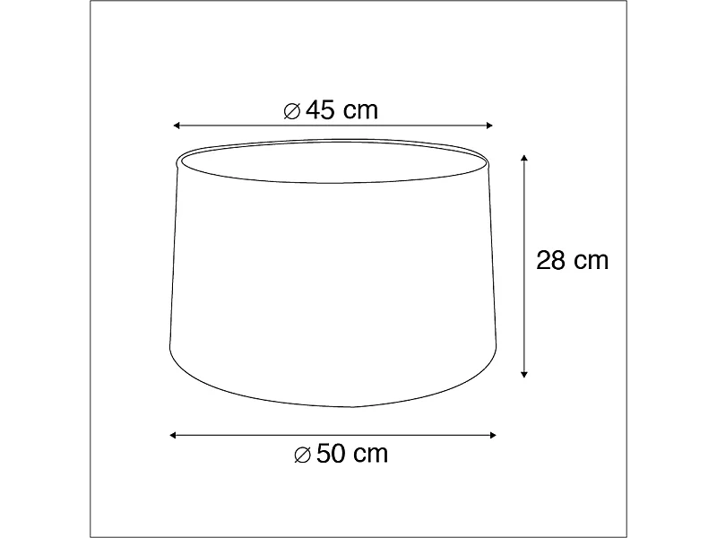 Abat-jour en coton noir 45/50/28 avec intérieur doré