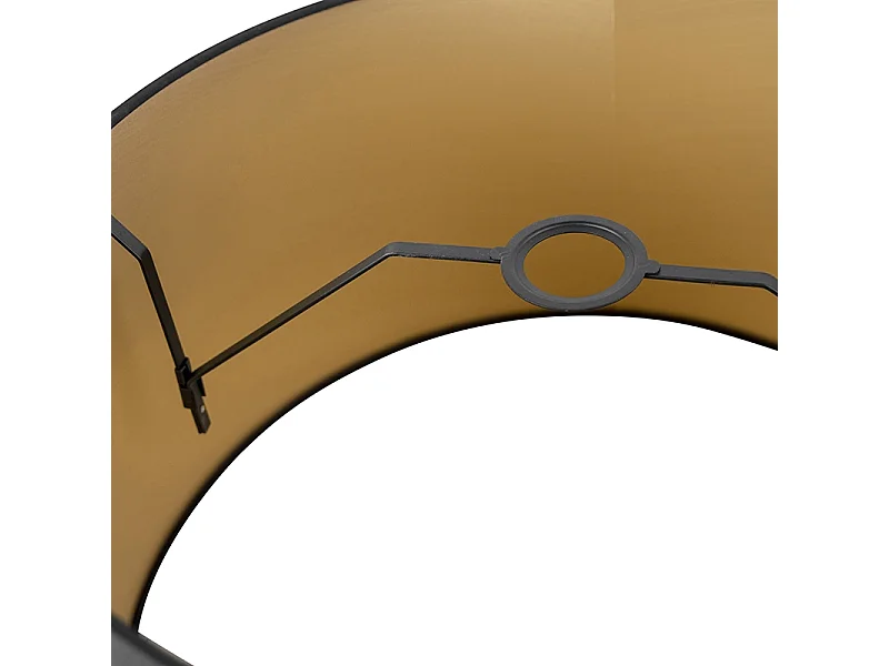 Abat-jour en coton noir 45/50/28 avec intérieur doré