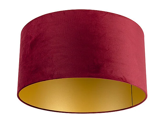 Abat-jour velours rouge 50/50/25 avec intérieur doré