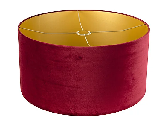 Abat-jour velours rouge 50/50/25 avec intérieur doré