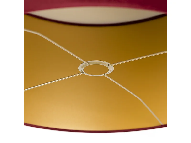 Abat-jour velours rouge 50/50/25 avec intérieur doré