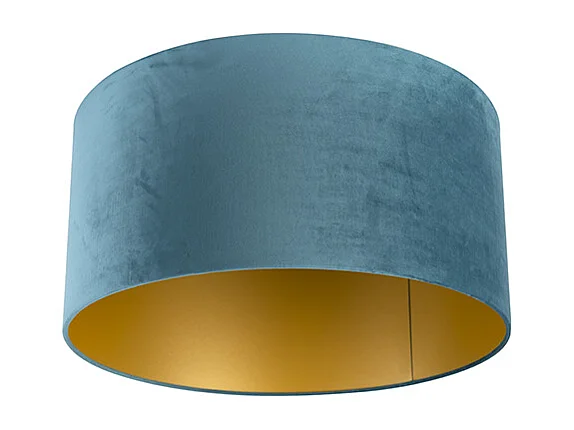 Abat-jour velours bleu 50/50/25 avec intérieur doré