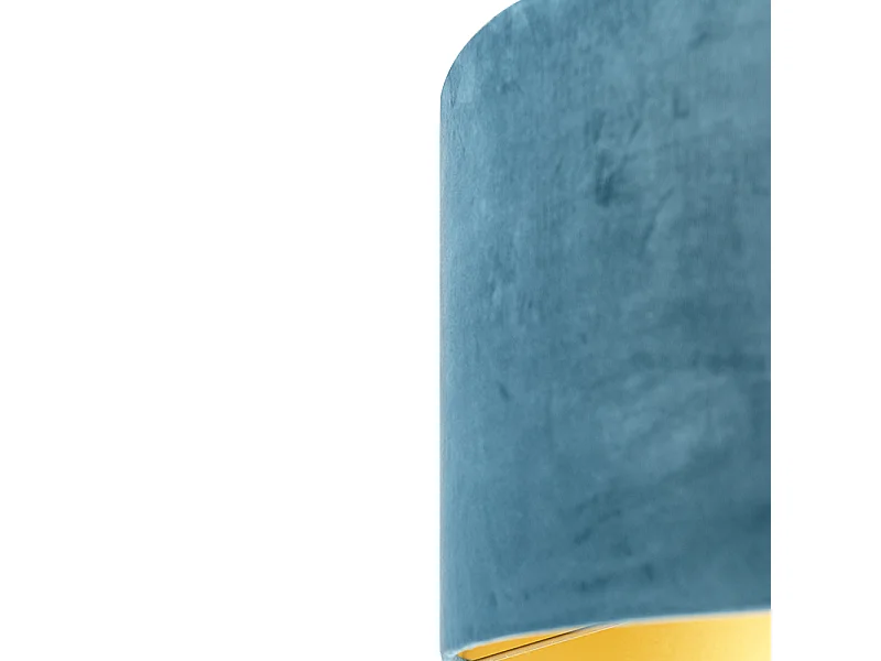 Abat-jour velours bleu 50/50/25 avec intérieur doré