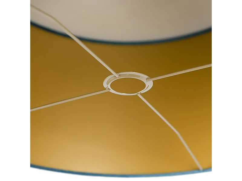 Abat-jour velours bleu 50/50/25 avec intérieur doré