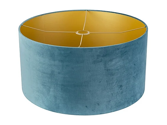 Abat-jour en velours bleu 50/50/25 avec intérieur doré
