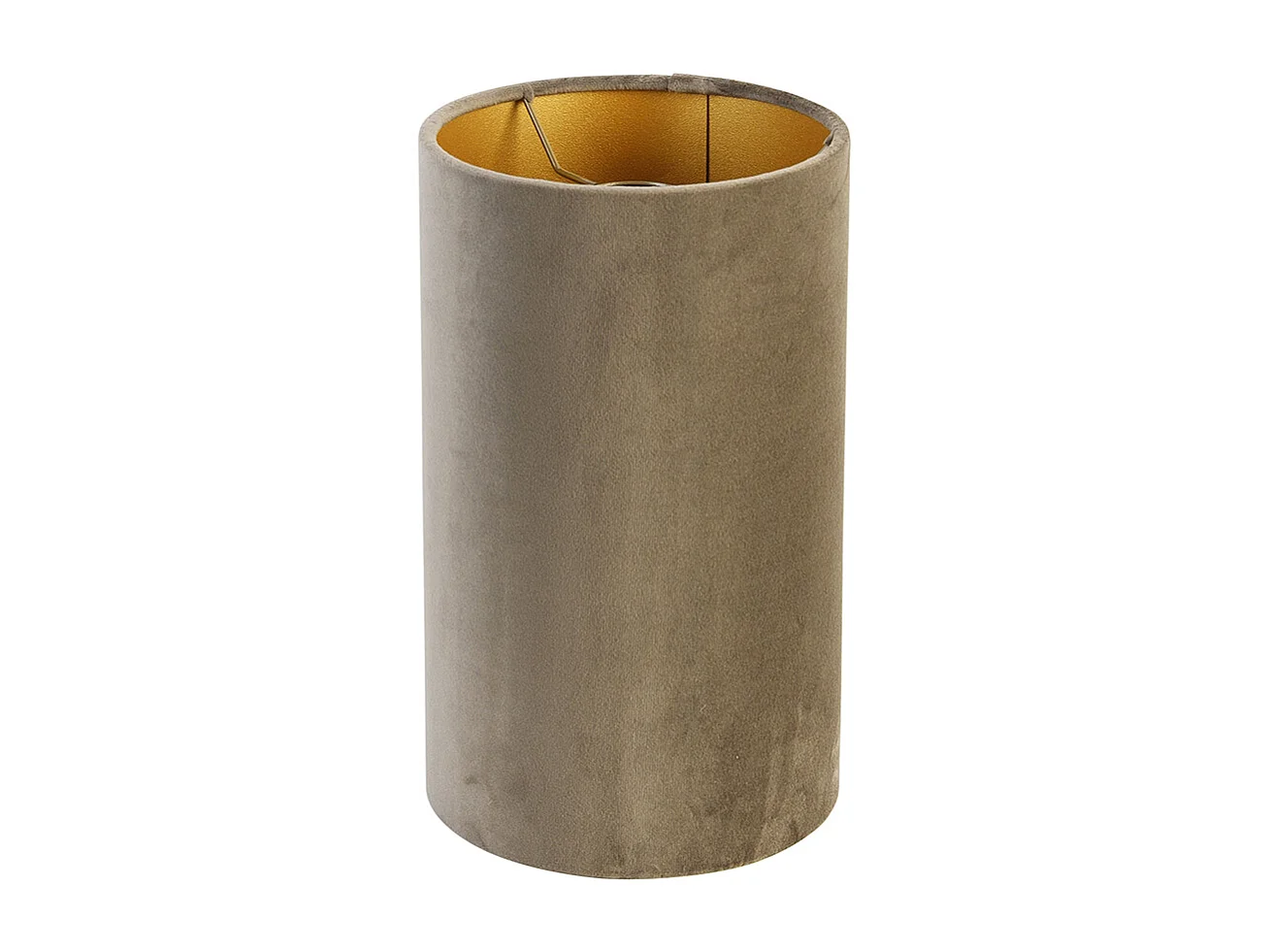 Abat-jour en velours taupe avec intérieur doré 15/15/25