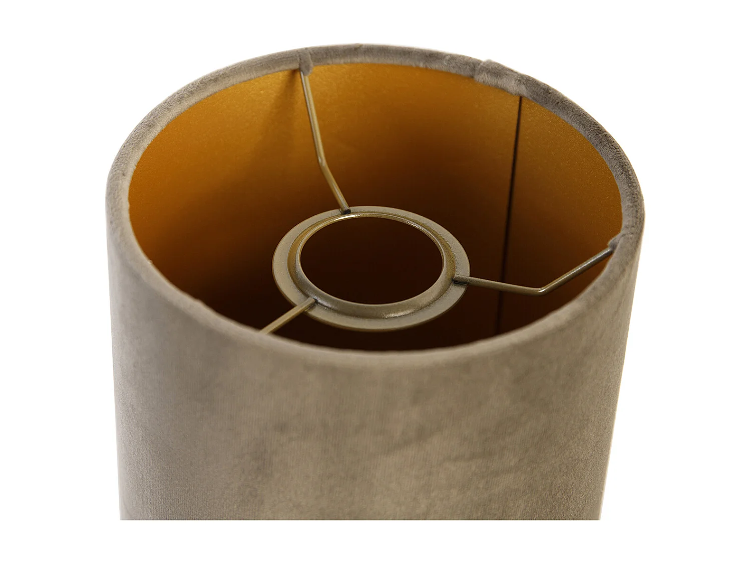 Abat-jour en velours taupe avec intérieur doré 15/15/25