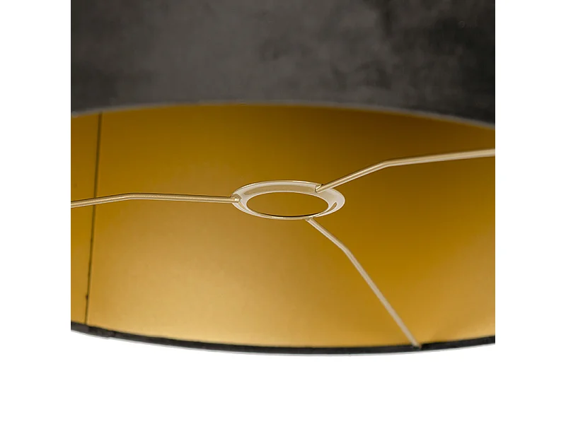 Abat-jour en velours noir 40/40/40 avec intérieur doré