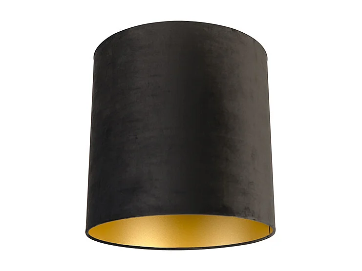 Abat-jour en velours noir 40/40/40 avec intérieur doré