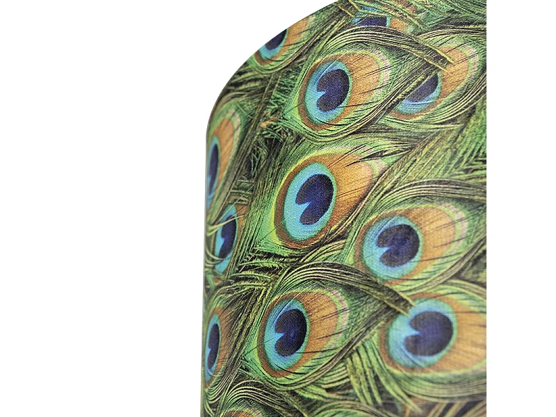 Abat-jour en velours design paon 40/40/30 avec intérieur doré