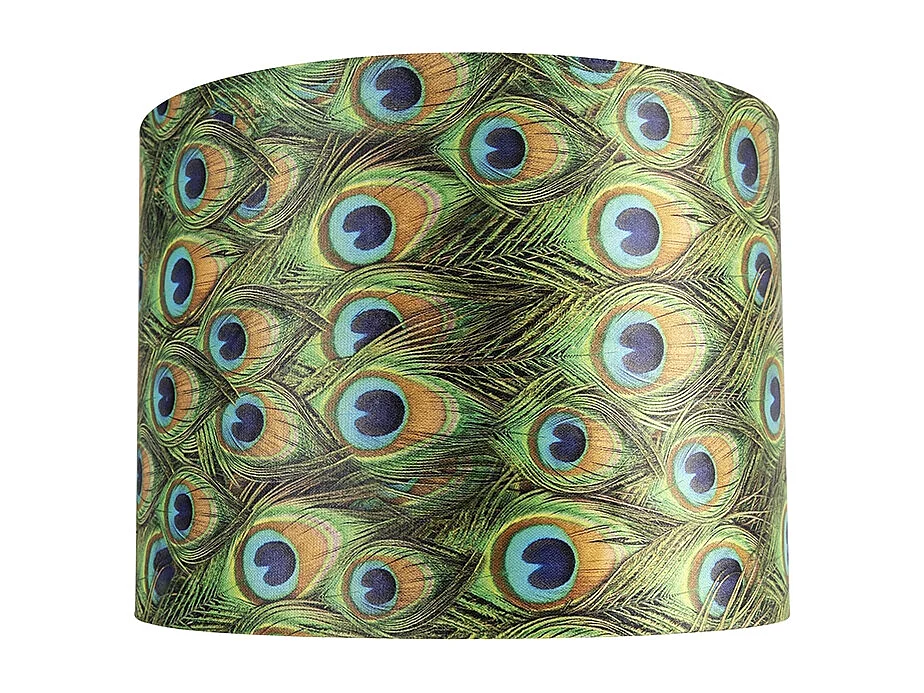 Abat-jour en velours design paon 40/40/30 avec intérieur doré