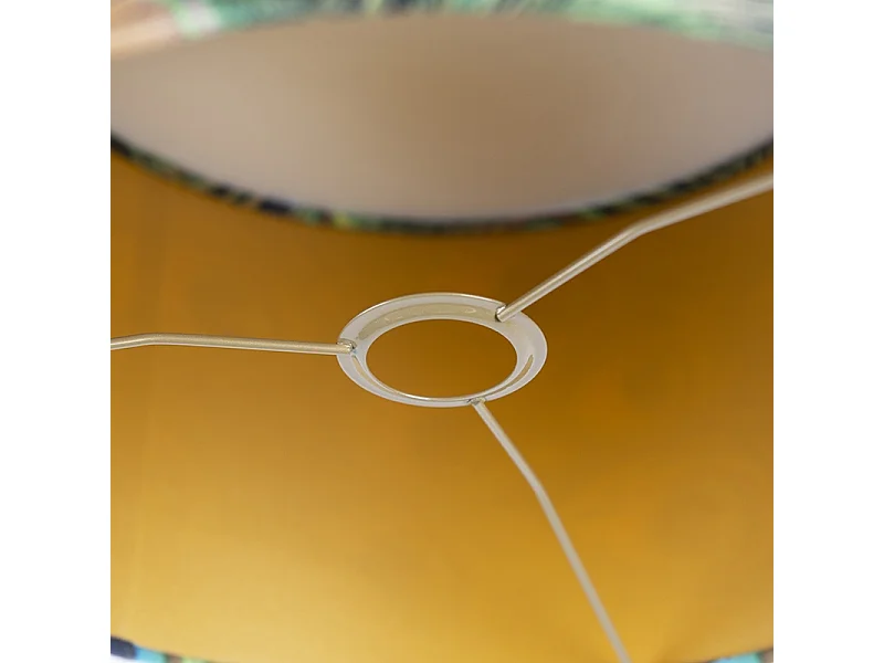 Abat-jour en velours design paon 40/40/30 avec intérieur doré