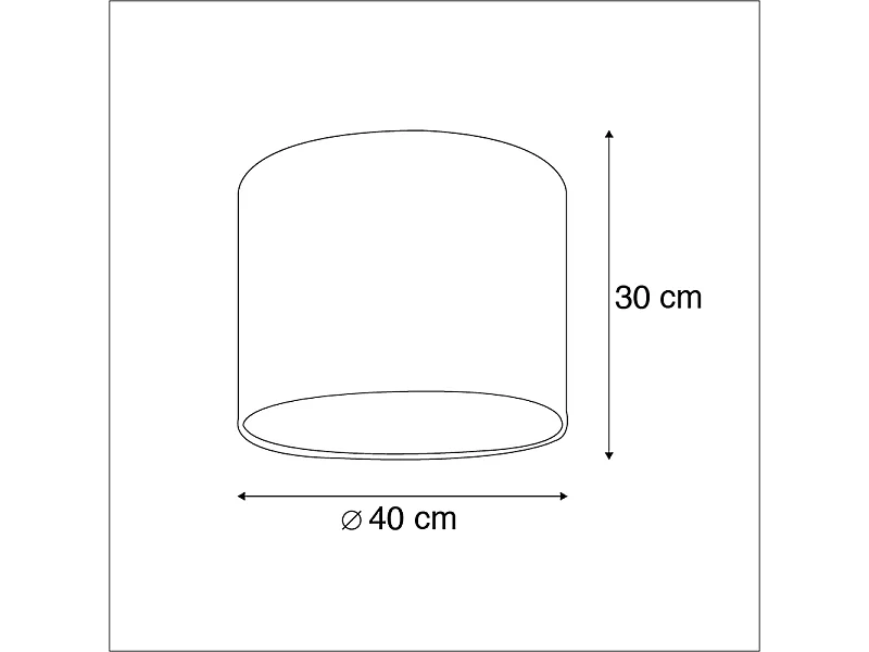 Abat-jour en velours motif paon 40/40/30 avec intérieur doré